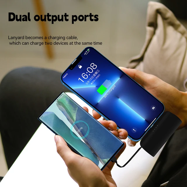 Lipstick Portable Power Bank charger PD20W fast charging with lighting Interface and Type C cable 5000MAH Fast Charging plug in & charge mini powerbank with stand to free you hands - iSpark