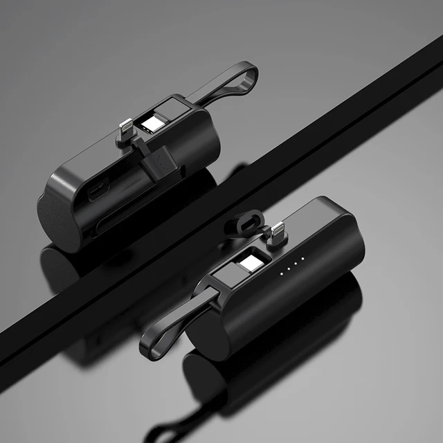 Lipstick Portable Power Bank charger PD20W fast charging with lighting Interface and Type C cable 5000MAH Fast Charging plug in & charge mini powerbank with stand to free you hands - iSpark