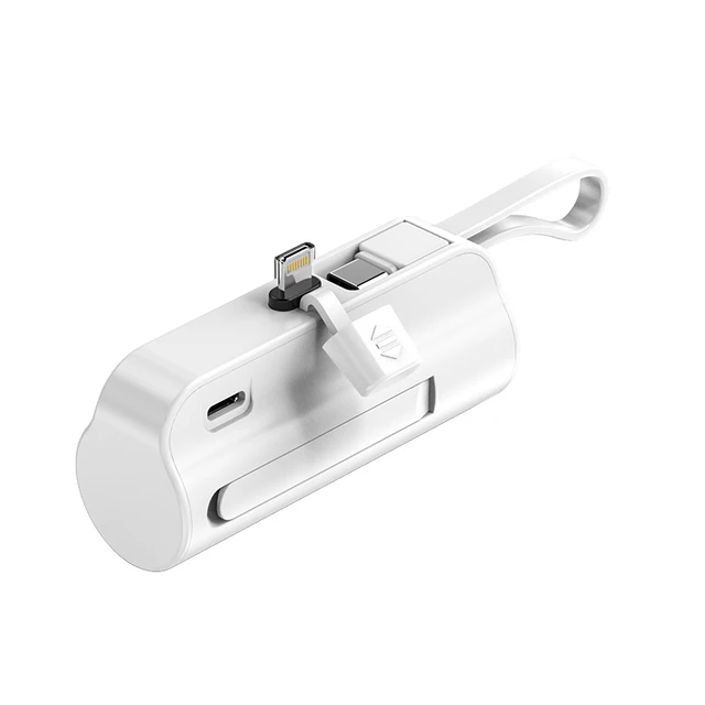 Lipstick Portable Power Bank charger PD20W fast charging with lighting Interface and Type C cable 5000MAH Fast Charging plug in & charge mini powerbank with stand to free you hands - iSpark