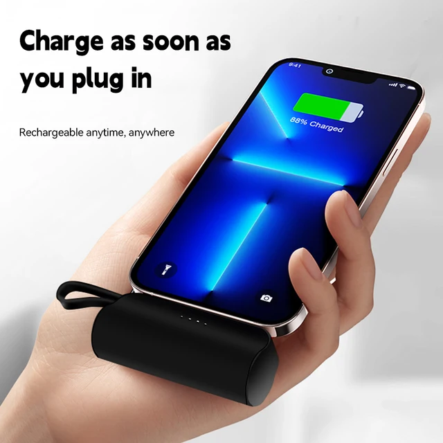 Lipstick Portable Power Bank charger PD20W fast charging with lighting Interface and Type C cable 5000MAH Fast Charging plug in & charge mini powerbank with stand to free you hands - iSpark