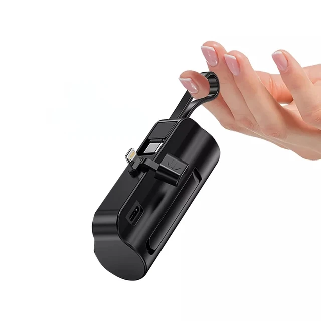 Lipstick Portable Power Bank charger PD20W fast charging with lighting Interface and Type C cable 5000MAH Fast Charging plug in & charge mini powerbank with stand to free you hands - iSpark