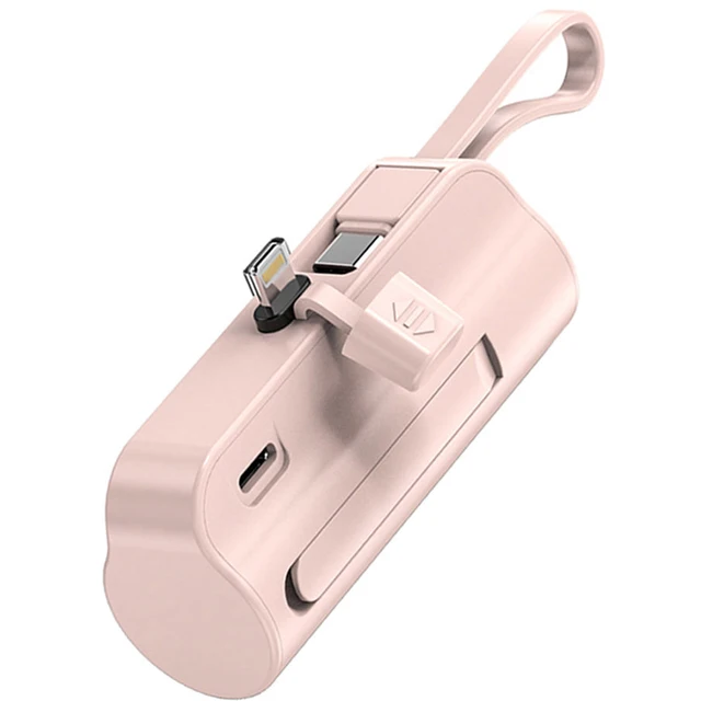 Lipstick Portable Power Bank charger PD20W fast charging with lighting Interface and Type C cable 5000MAH Fast Charging plug in & charge mini powerbank with stand to free you hands - iSpark