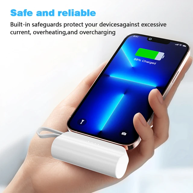 Lipstick Portable Power Bank charger PD20W fast charging with lighting Interface and Type C cable 5000MAH Fast Charging plug in & charge mini powerbank with stand to free you hands - iSpark
