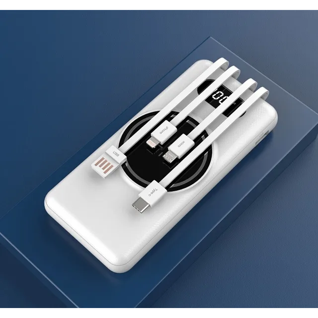 iSpark wireless magnetic PD20W fast charge QC 3.0 15w Fast wireless charging Portable Powerbank With Built In Cables, led display, Type c, lightning , Micro Usb cables charge multiple devices at once , small& lightweight easy to carry - iSpark