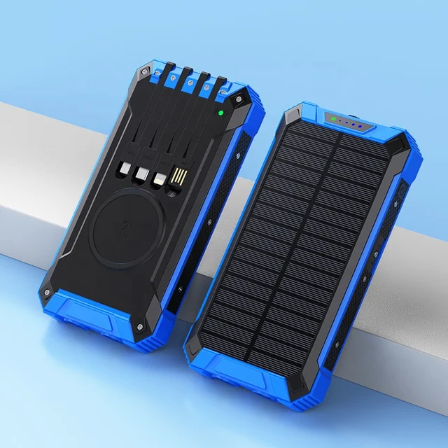 iSpark 20,000 MAH solar power bank 2023 Built in Cables Wireless charging charge Multiple Devices at once Usb& Type c output PD20W Fast Charging compatible with Tables, iPads - iSpark