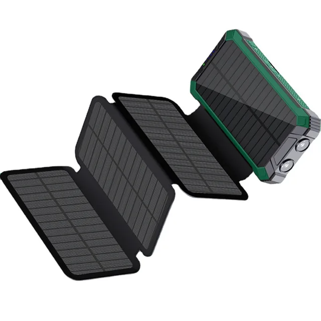 iSpark Solar Powerbank  PD20W with 3 External Foldable solar panels 20,000 MAH wireless Charging with 4 Built in Cables charge Multiple Devices at once charge with the sun safe electricity charge larger devices with this solar PowerBank fast - iSpark