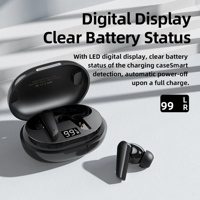 iSpark Remax TWS-46 Bluetooth Earbuds, ANC noise reduction, led display large battery capacity open & connect led digital display - iSpark