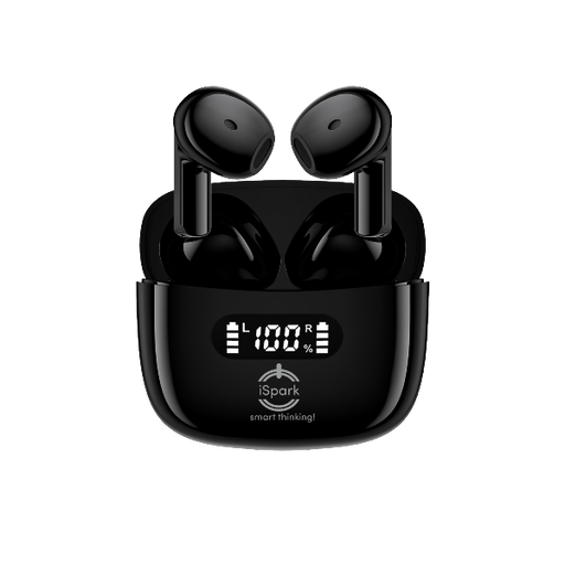 iSpark Mini Bluetooth earphones AP28 Pro 5.3 Bluetooth  for music & calls fast connection,long range, ENC noise cancellation compatible with iPhone & all smartphones with led digital display - iSpark