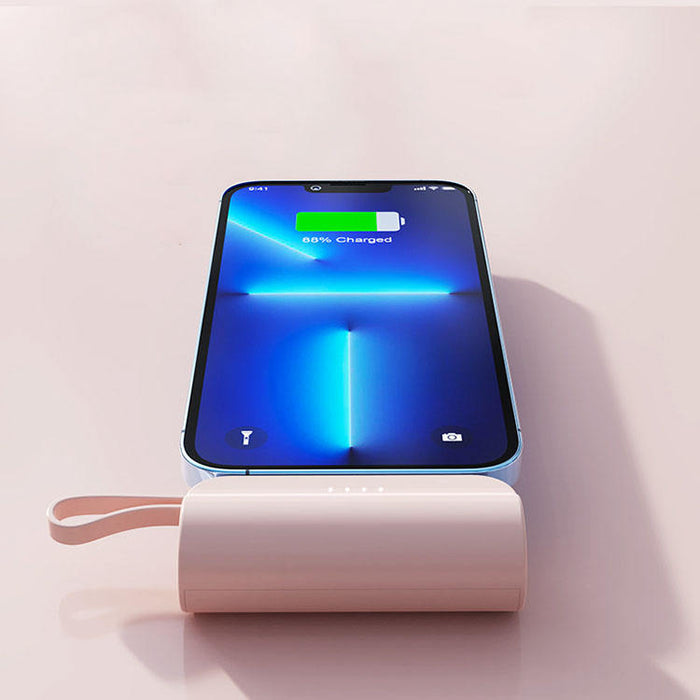 Lipstick Portable Power Bank charger PD20W fast charging with lighting Interface and Type C cable 5000MAH Fast Charging plug in & charge mini powerbank with stand to free you hands - iSpark